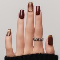 Faux ongles cat eye bordeaux doré – Sunset Bordeaux | Kazinails