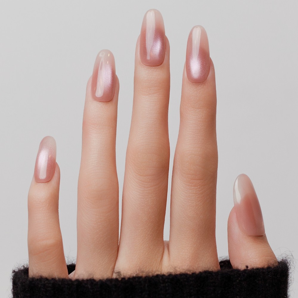 Faux ongles press-on cat eye rose – Rose Étoilé | Kazinails