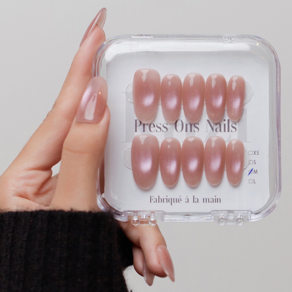 Faux ongles press-on cat eye rose – Rose Étoilé | Kazinails