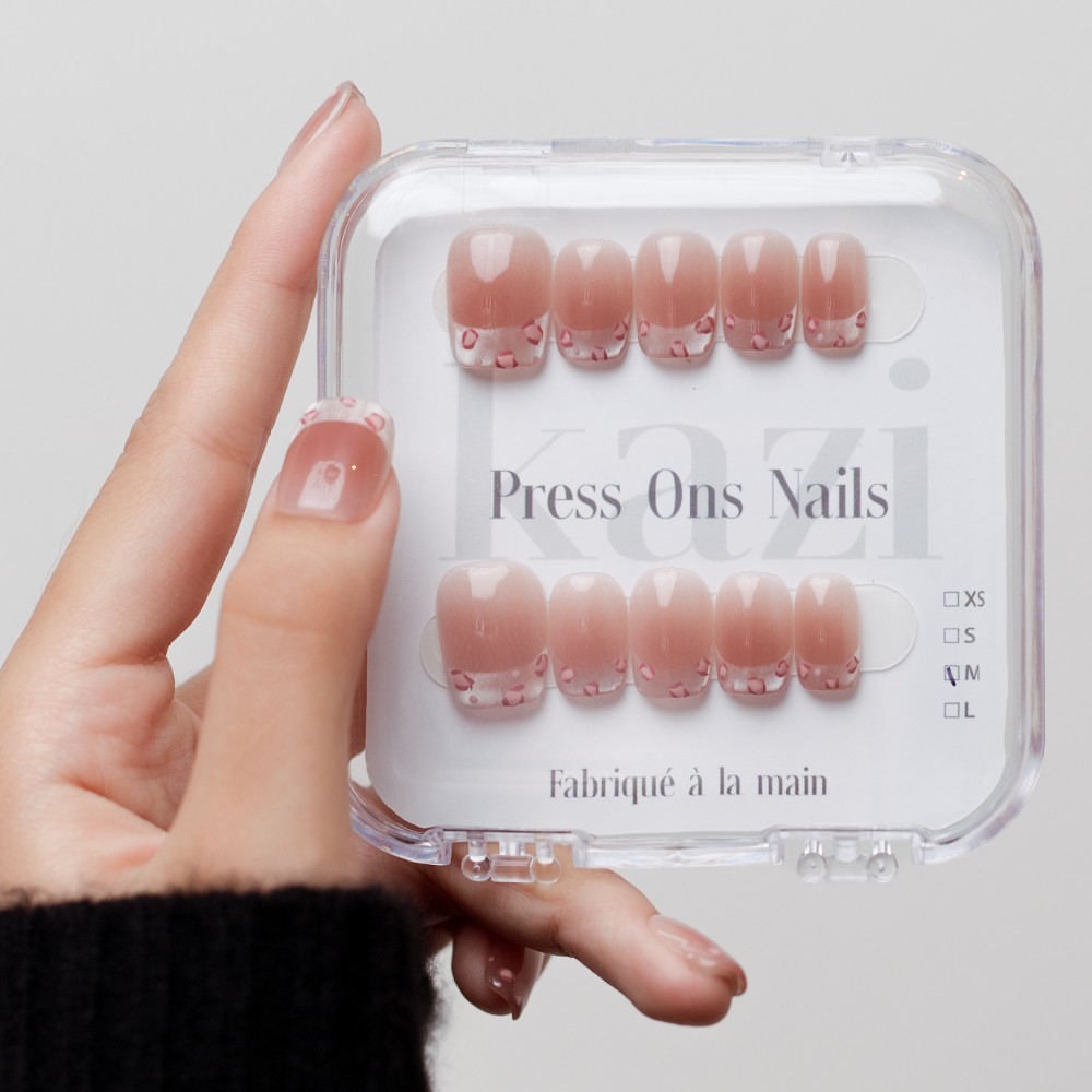 Faux ongles press-on French léopard rose – Paris Jungle | Kazinails