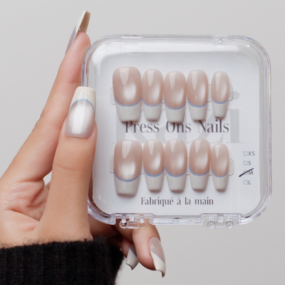 Faux ongles press-on French bleue – Bleu Neige | Kazinails