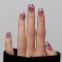 Kazianails Faux ongles faits à la main – Paradis : Élégance rose nude et cristaux argentés