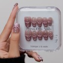 Kazianails Faux ongles faits à la main – Paradis : Élégance rose nude et cristaux argentés