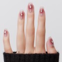 Kazinails Fil D’Amour – Faux Ongles Roses Romantiques avec Détails Argentés