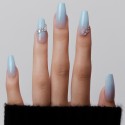 Faux Ongles Galerie Samsung | Élégance Bleutée avec Strass