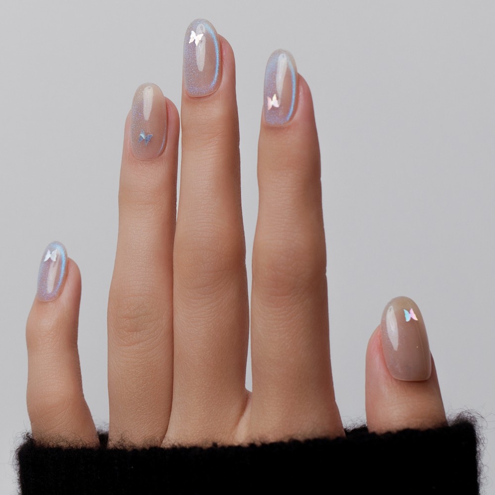 Faux Ongles Blue Noctilucent |  Effet Lumineux et Élégance Subtile