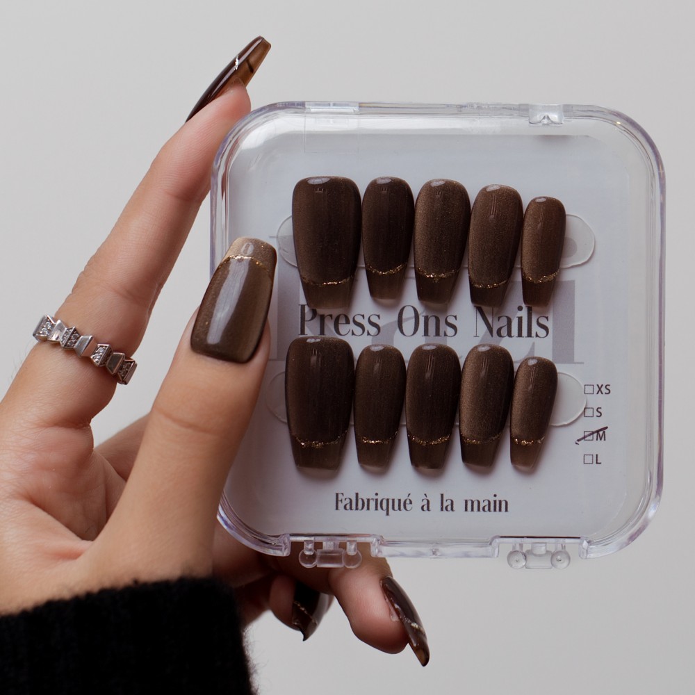 Faux Ongles Gold Finger |  Faits à la mains | Manicure réutilisable et durable