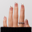 Faux ongles press-on French strass – White Queen | Kazinails