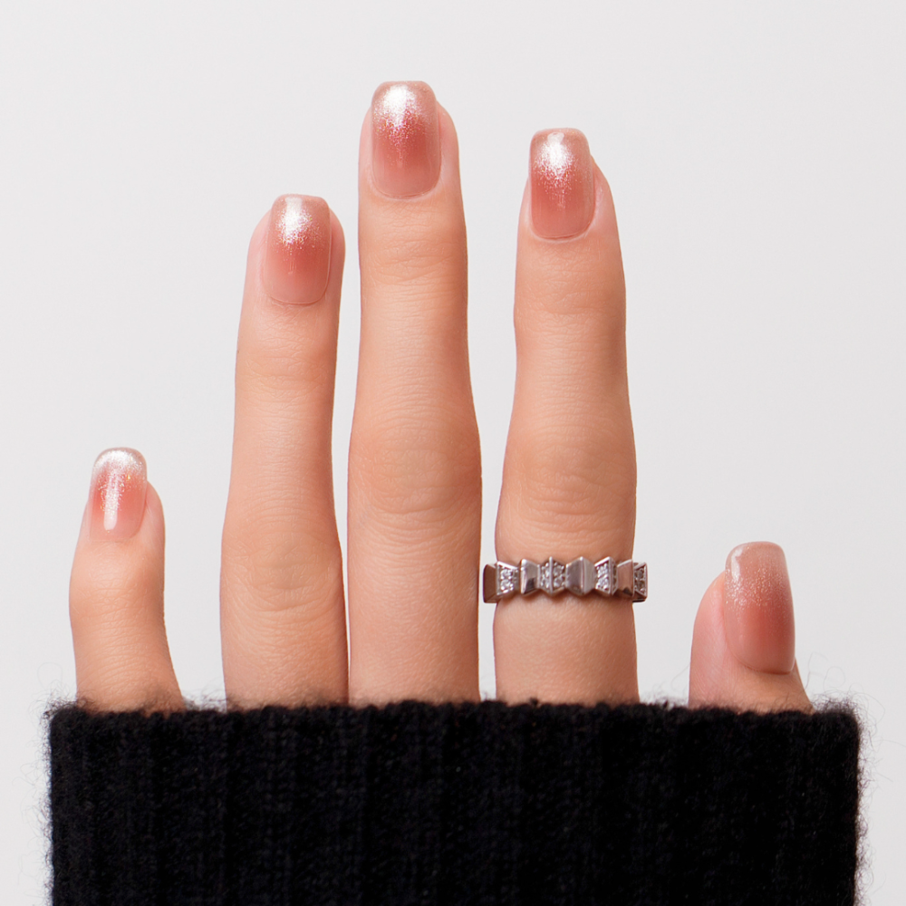 Faux ongles press-on cat eye blanc – First Kiss | Kazinails