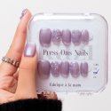 Galaxy – Press-on nails mauve et paillettes irisées | Kazinails
