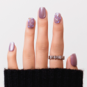 Galaxy – Press-on nails mauve et paillettes irisées | Kazinails