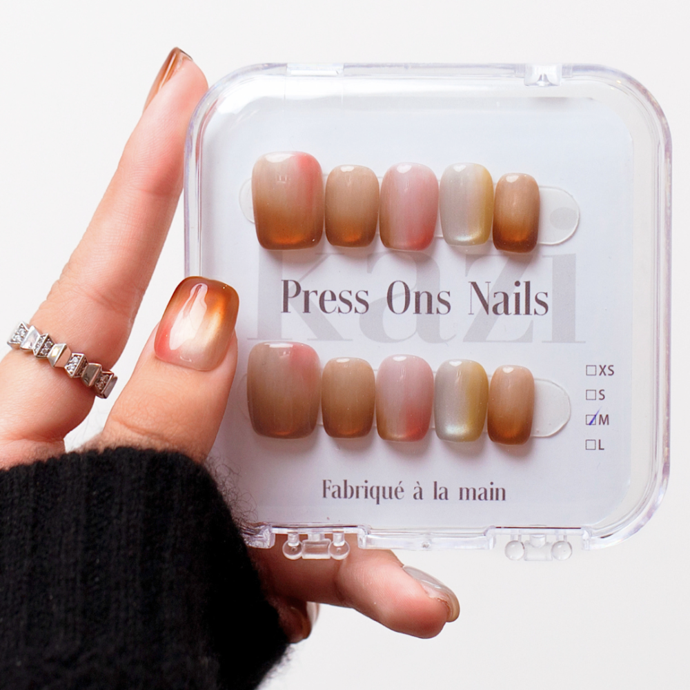Faux ongles press-on cat eye multicolores – Skittles | Kazinails
