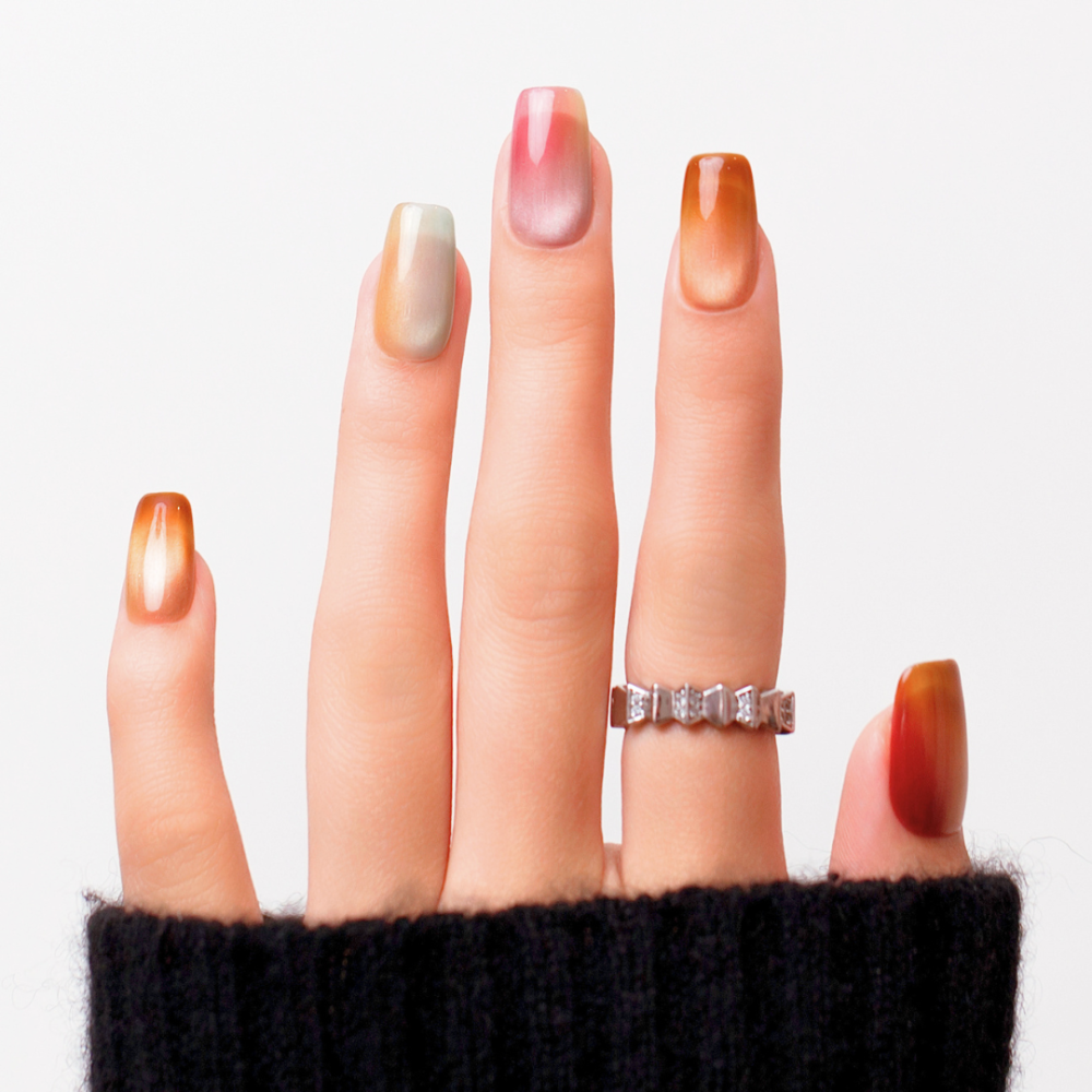 Faux ongles press-on cat eye multicolores – Skittles | Kazinails