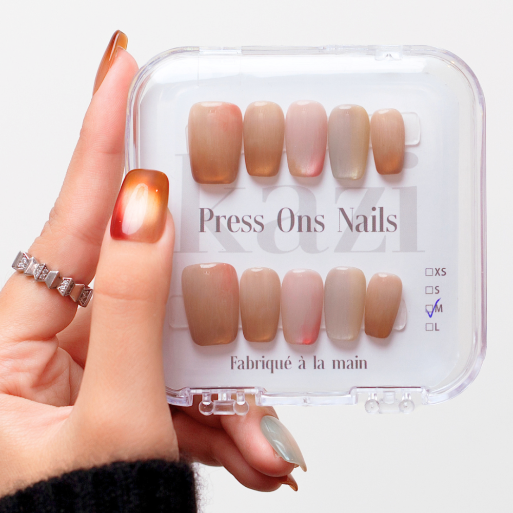 Faux ongles press-on cat eye multicolores – Skittles | Kazinails