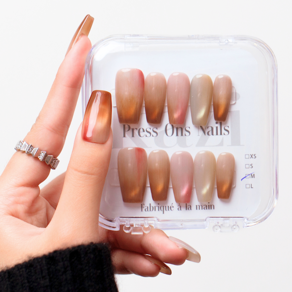 Faux ongles press-on cat eye multicolores – Skittles | Kazinails