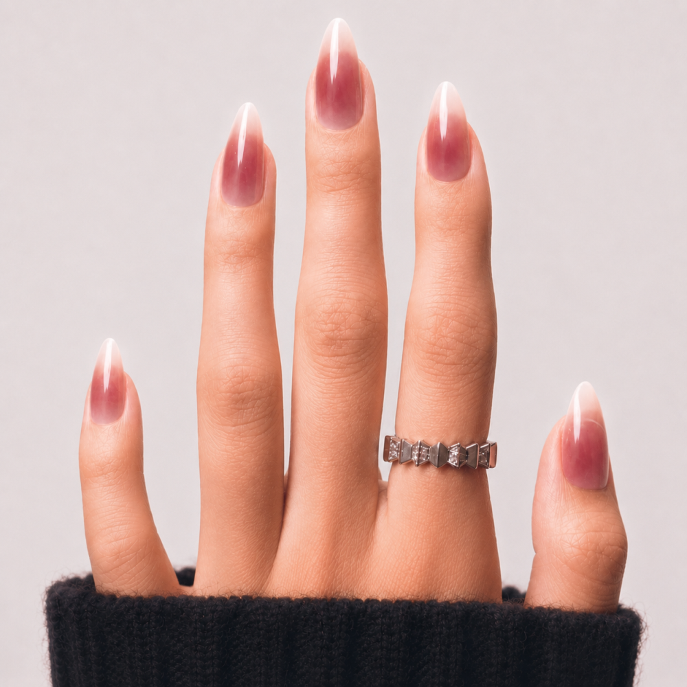 Faux ongles press-on cat eye vin rosé – Velours du Soir | Kazinails