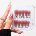 Faux ongles press-on effet blush strass – Flowery | Kazinails