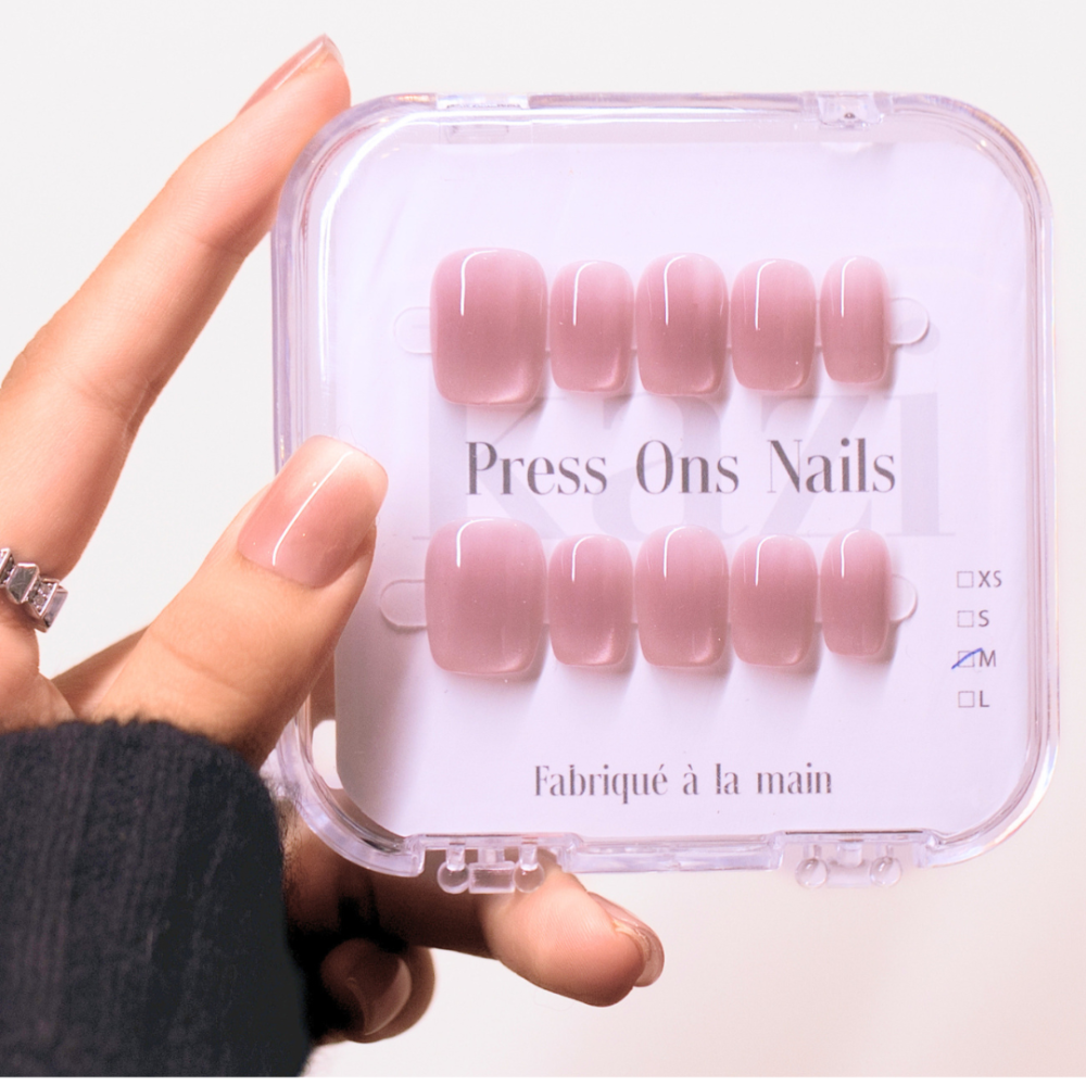 Faux ongles press-on cat eye vin rosé – Velours du Soir | Kazinails
