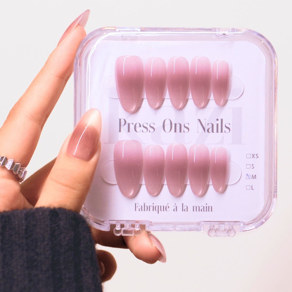 Faux ongles press-on cat eye vin rosé – Velours du Soir | Kazinails