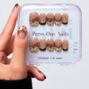 Faux ongles press-on brun pailleté – Latte Noisette | Kazinails