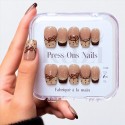 Faux ongles press-on brun pailleté – Latte Noisette | Kazinails