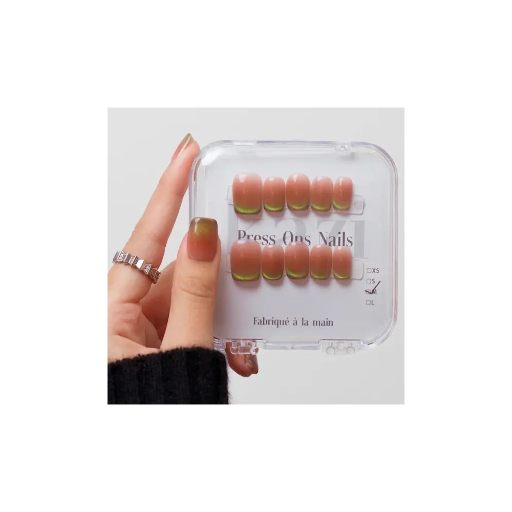 Bobo — Press-on nails œil-de-chat rose thé | Kazinails