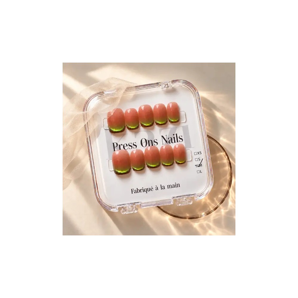 Bobo — Press-on nails œil-de-chat rose thé | Kazinails