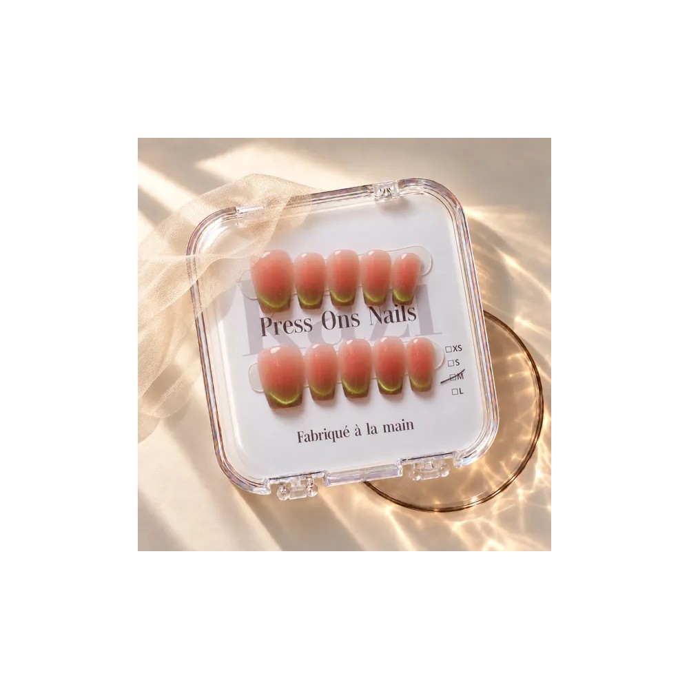 Bobo — Press-on nails œil-de-chat rose thé | Kazinails