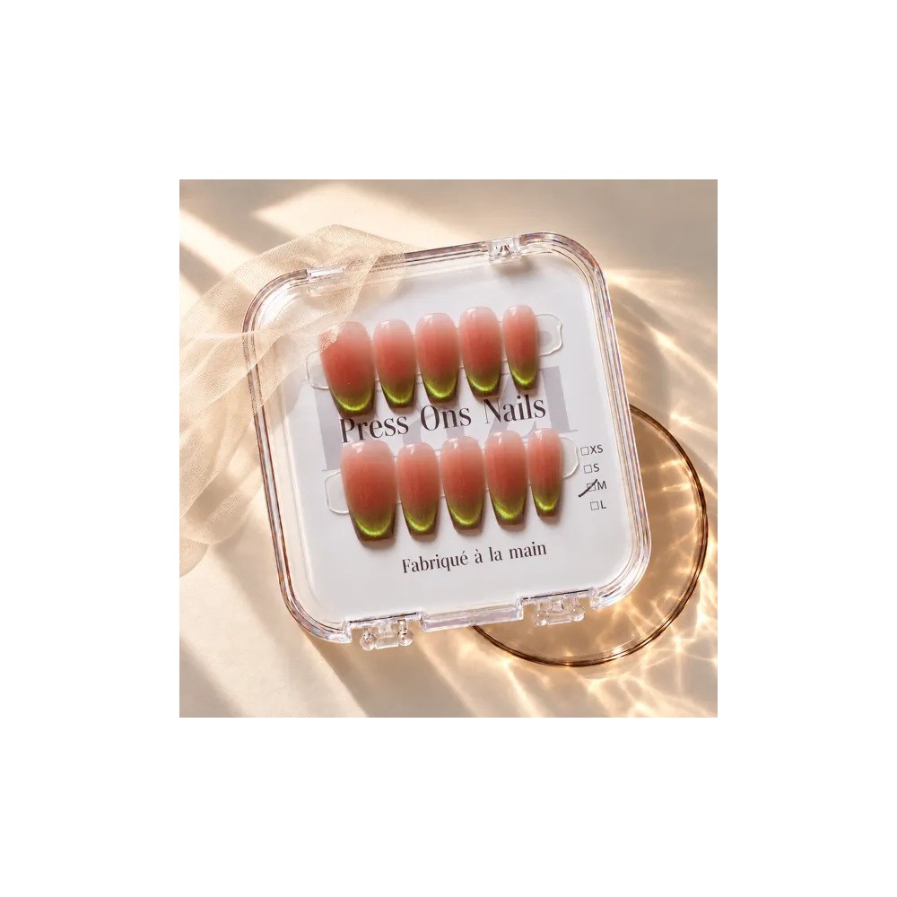 Bobo — Press-on nails œil-de-chat rose thé | Kazinails
