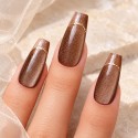 Gold Finger – Press-on nails French chocolat doré | Kazinails
