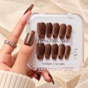 Gold Finger – Press-on nails French chocolat doré | Kazinails