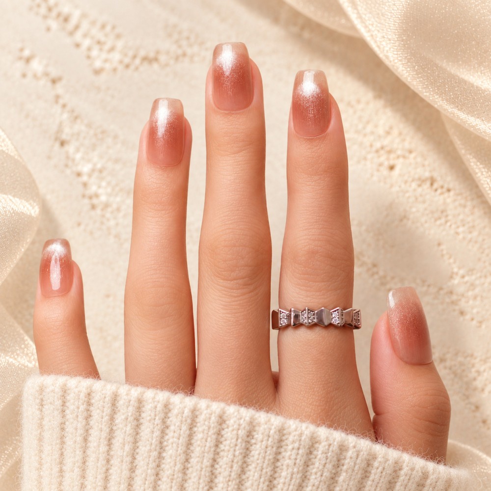 First Kiss – Press-on nails rose pêche nacré | Kazinails