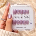 Galaxy – Press-on nails mauve et paillettes irisées | Kazinails