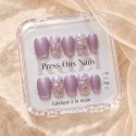Galaxy – Press-on nails mauve et paillettes irisées | Kazinails