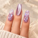 Galaxy – Press-on nails mauve et paillettes irisées | Kazinails