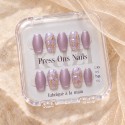 Galaxy – Press-on nails mauve et paillettes irisées | Kazinails