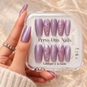 Galaxy – Press-on nails mauve et paillettes irisées | Kazinails