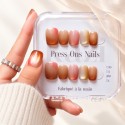 Skittles – Press-on nails cat eye caramel et corail | Kazinails