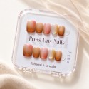 Skittles – Press-on nails cat eye caramel et corail | Kazinails