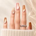 Skittles Ballerine Long — cat eye caramel, corail et champagne, vue portée