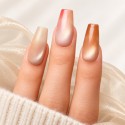 Skittles – Press-on nails cat eye caramel et corail | Kazinails