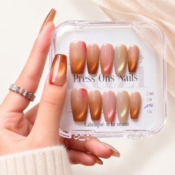 Skittles Ballerine Long — cat eye caramel, corail et champagne, coffret en main
