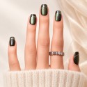 Jade – Faux ongles verts cat eye & French argentée | Kazinails