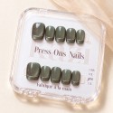 Jade – Faux ongles verts cat eye & French argentée | Kazinails
