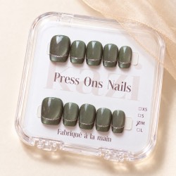 Jade – coffret Carrée Court, vert cat eye et fine French argentée