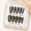 Jade – Faux ongles verts cat eye & French argentée | Kazinails