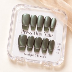 Jade – coffret Ballerine Long, vert cat eye et fine French argentée