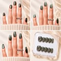Jade – Faux ongles verts cat eye & French argentée | Kazinails