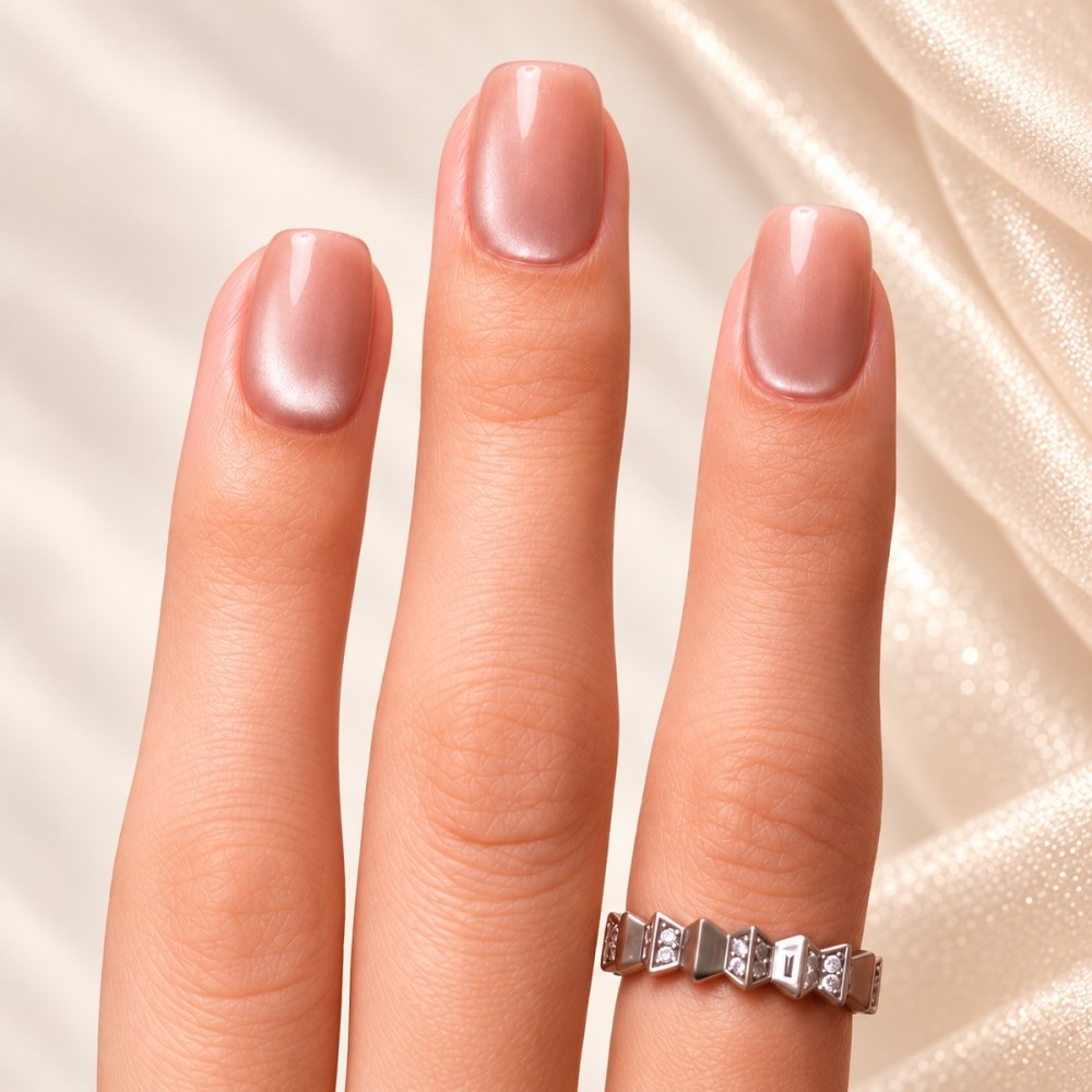 Gossip Girl – Faux ongles nude rosé cat eye | Kazinails