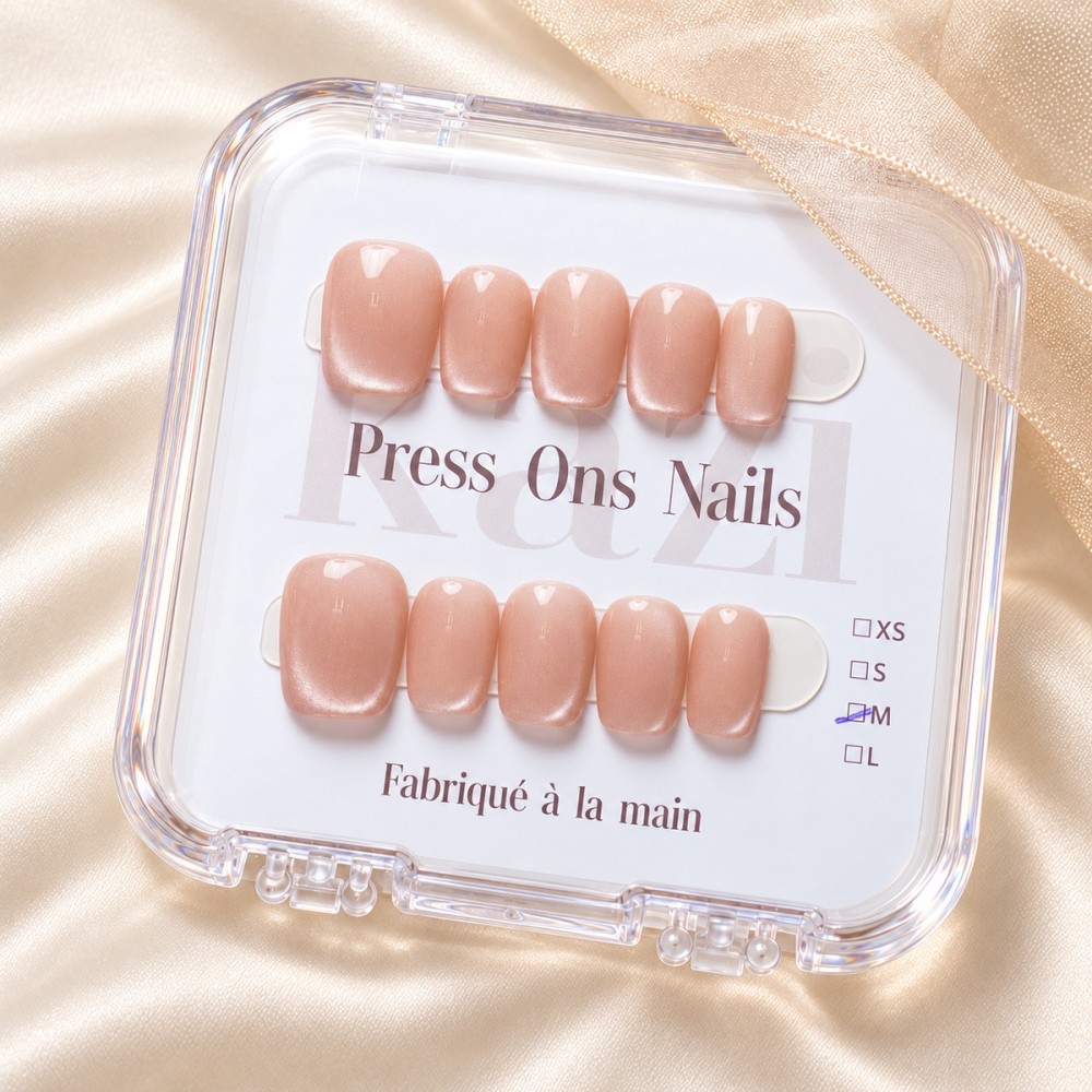 Gossip Girl – Faux ongles nude rosé cat eye | Kazinails